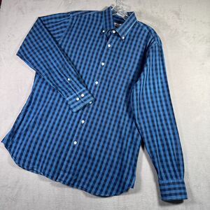 Peter Millar Shirt Mens M‎ Blue Check Button Long Sleeve Preppy Office Casual